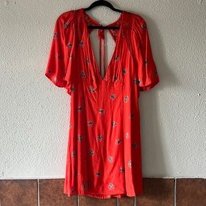 Red Free People Mockingbird Open-Back Mini Dress